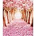 Mohoo 5x7ft Silk Photography Backdrop Cherry Blossoms Street Studio Photography Backdrop Photo Background Beautiful Flower 1.5x2.1m (Updated Material)