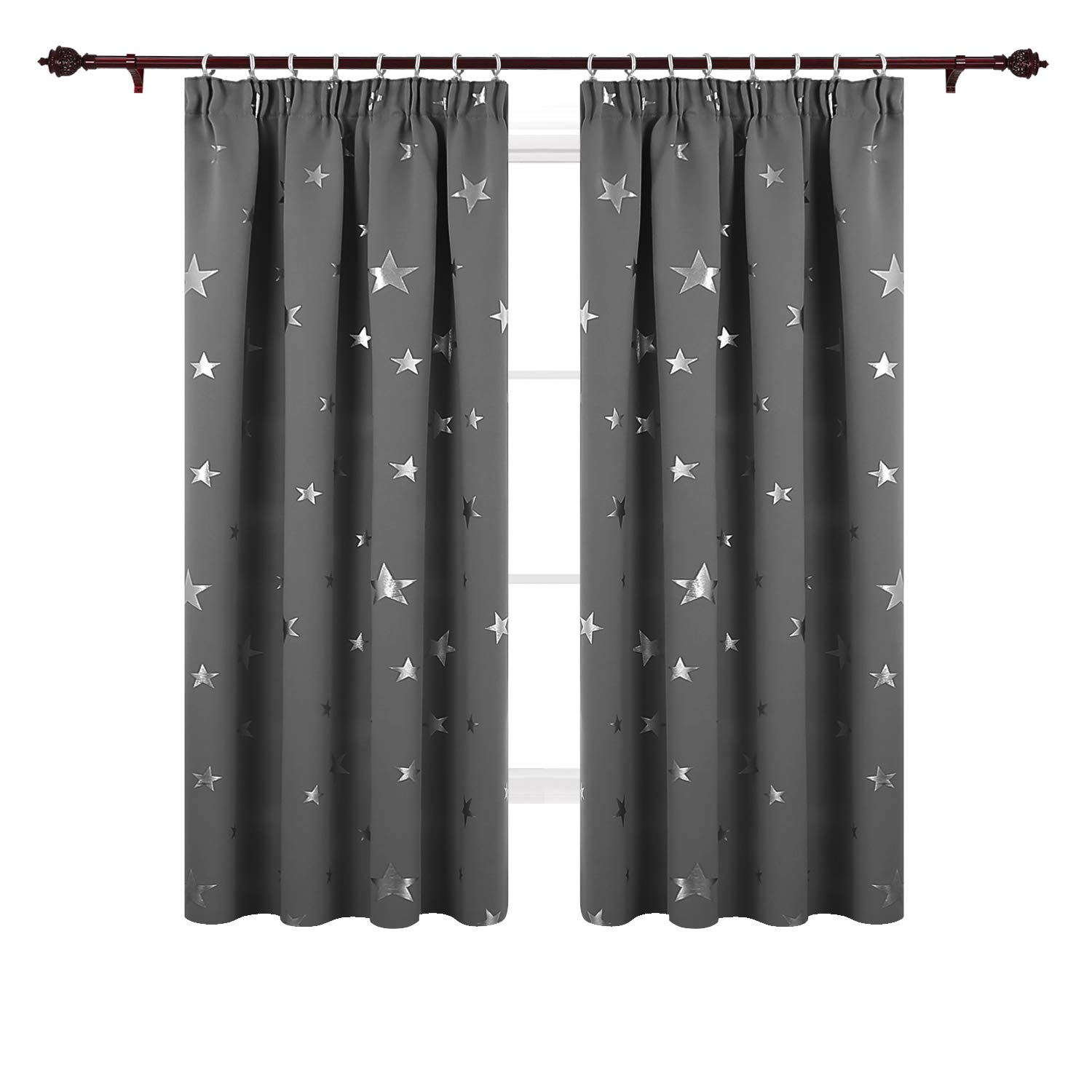 Deconovo Super Soft Thermal Insulated Pencil Pleat Star Printed