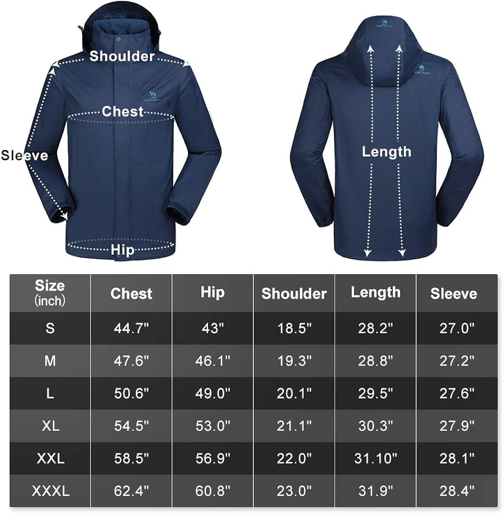 CAMEL CROWN Mens Waterproof Jacket Hooded Windbreaker Windproof Rain Coat Shell for Outdoor Hiking Climbing Traveling at  Men’s Clothing store