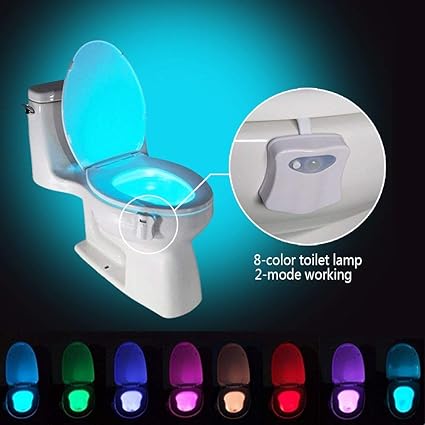 MUREN 8 Colour LED Light Sensor Motion Activated Glow Bowl Light Up Sensing Toilet Seat Night Light (Multicolour, Standard Size)