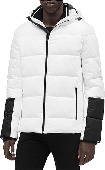 Calvin klein men's colorblocked puffer coat Clearance