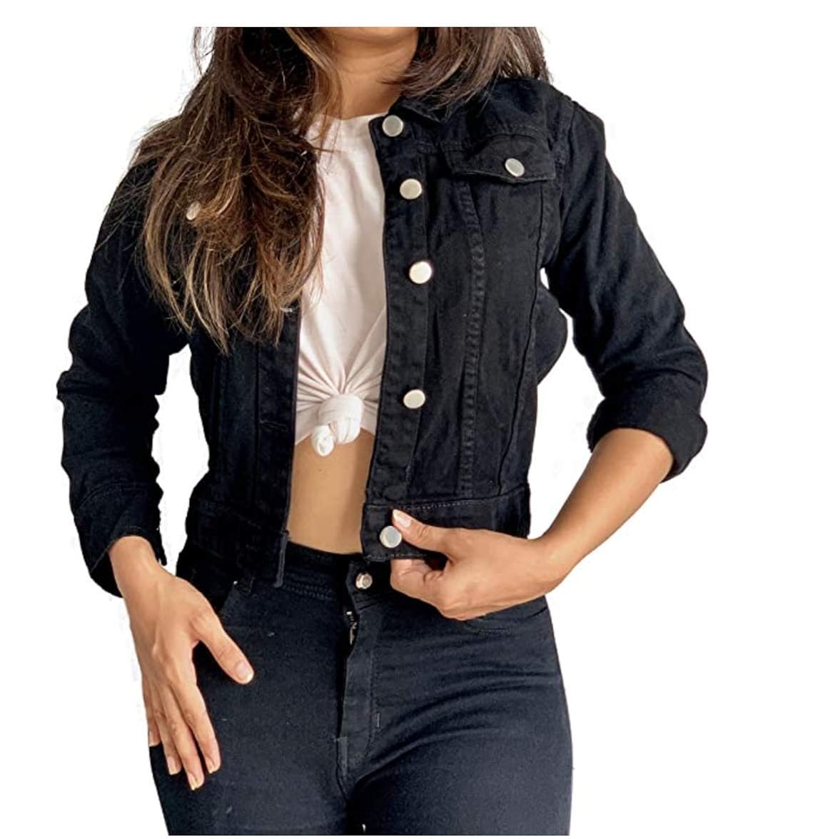 Buy Be Fashionholic Full Sleeves ComfortFit Solid Regular Black Denim