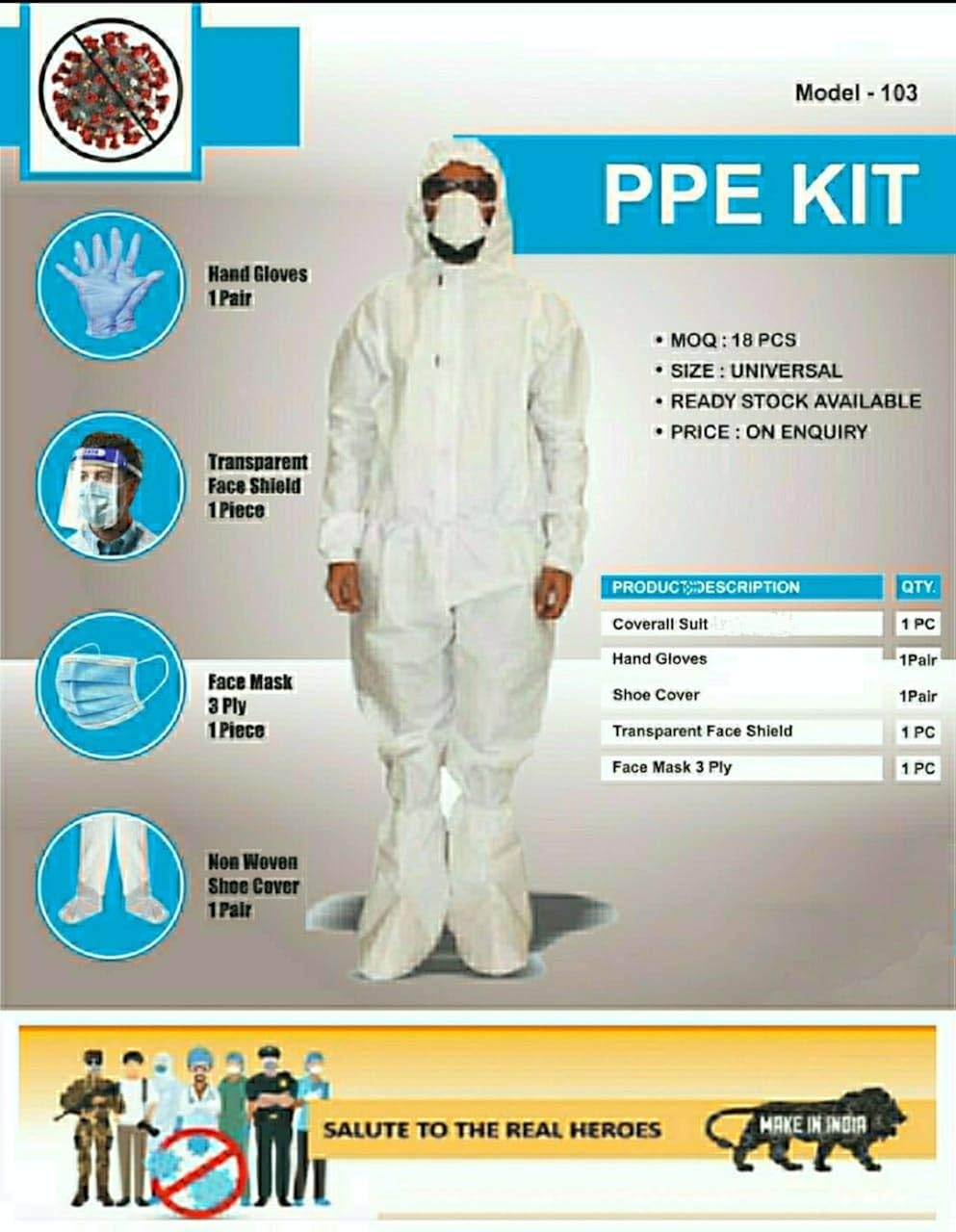Buy Must Visit Unisex Water Proof 90 GSM PPEKIT Medical Disposable