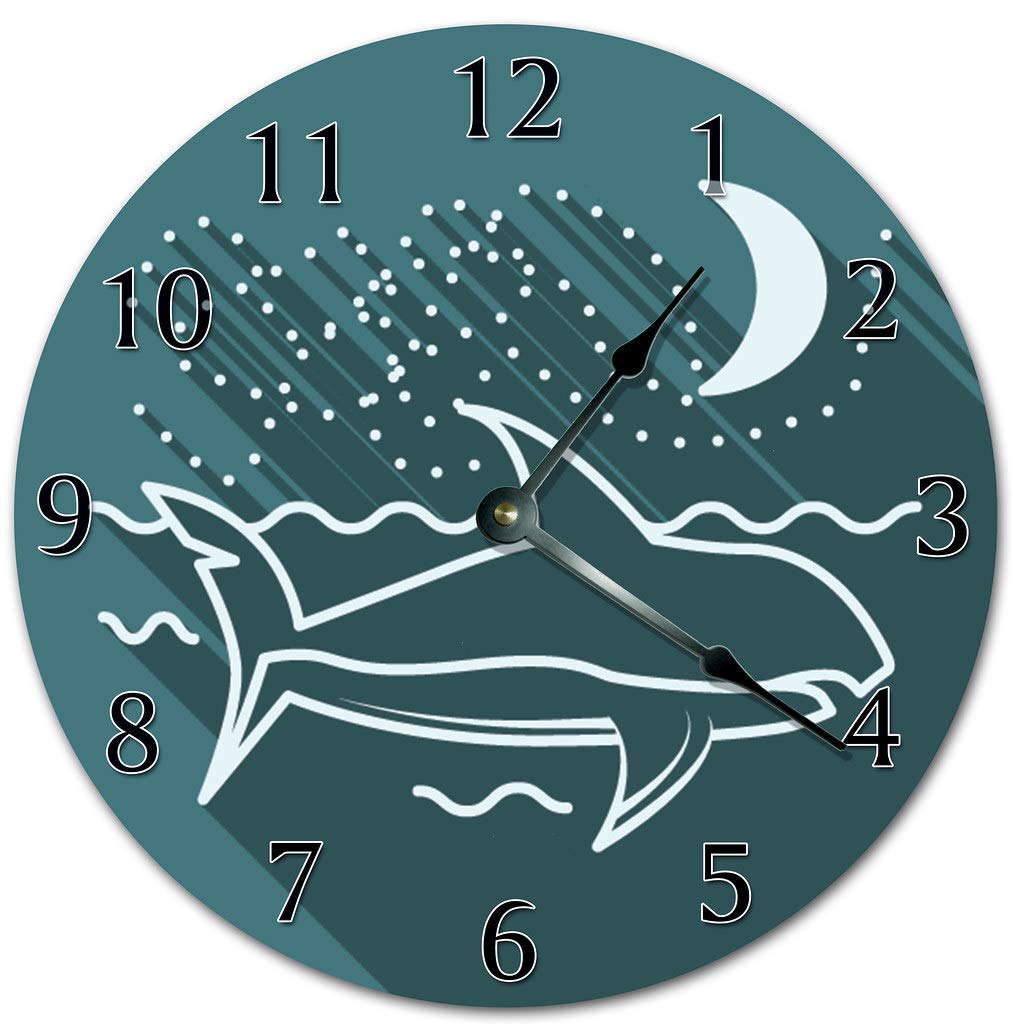 10.5" Swimming Shark Clock Living Room Clock Large 10.5