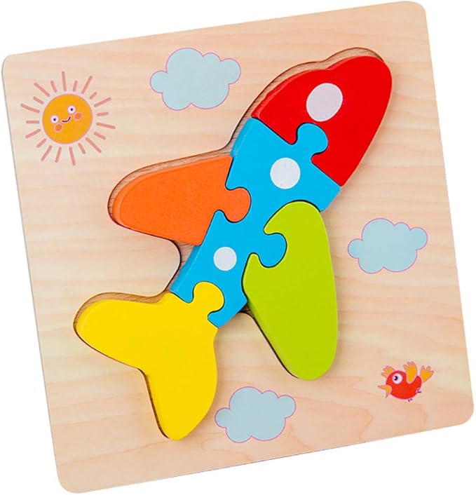 Teklemon Holzpuzzle 6 Stück Tiere | Montessori Spielzeug Ab 2 Jahren