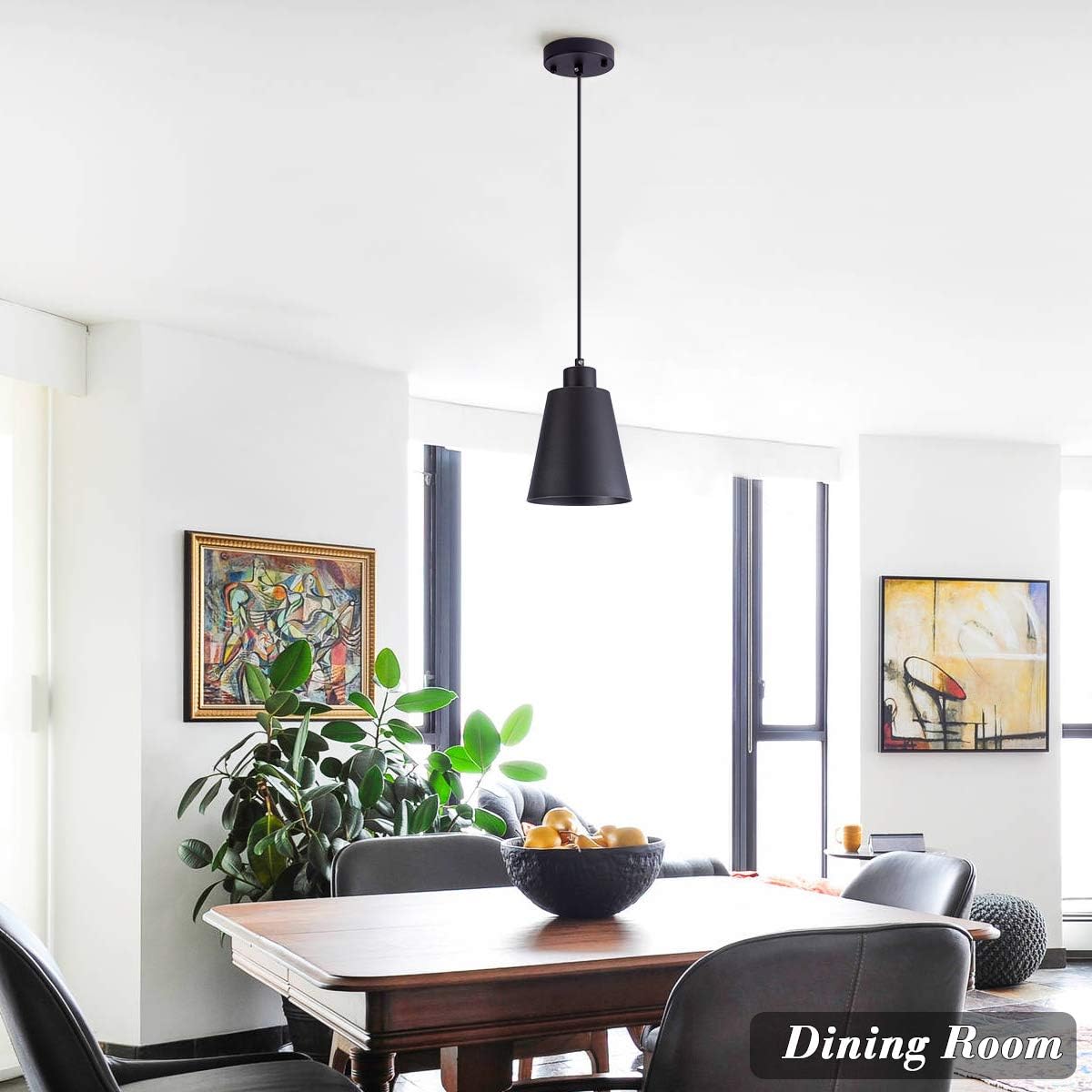 Modern Black Pendant Light Fixture 5.94'' Mini 1-Light Pendant Lighting for Kitchen Island Industrial Hanging Pendant Light Cup Shade for Dining Room, Foyer, Hallway, Bar, with 78in Flexible Cord - - 