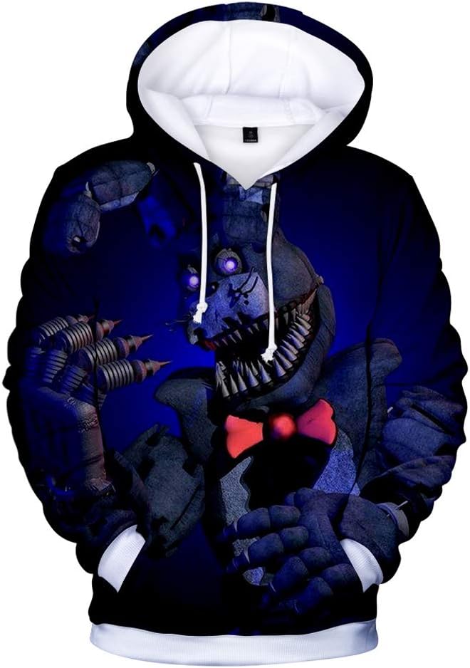 3D FNAF Five Nights at Freddy's Hoodie Comic Print Drawstring Pullover Sweartshirt for Kids Girl Boy Adult