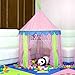 EocuSun Girls Princess Castle Play Tents with Glow in The Dark Stars, Kids Pink Play Tent House with Lights and Carrying Case for Indoor and Outdoor Use