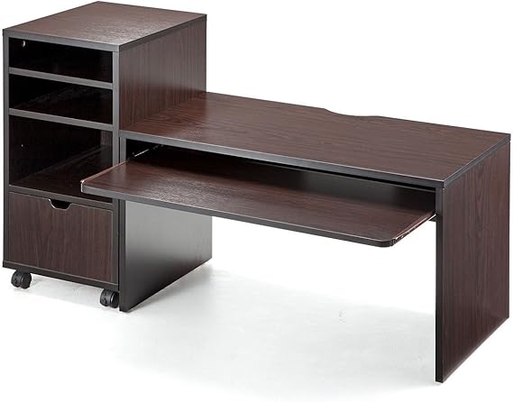Amazon イーサプライ パソコンデスク ロータイプ 木製 収納付 幅85cm 奥行45cm ローデスク ダークブラウン Ez1 Deskl001 パソコンデスク 文房具 オフィス用品