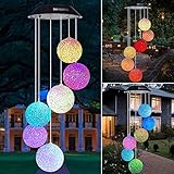 Wind Chime, solar crystal ball/solar hummingbird wind chime Outdoor/indoor（gifts for mom/momgrandma gifts/birthday gifts for mom）,outdoor decor,yard decorations ,memorial wind chimes,best mom gifts
