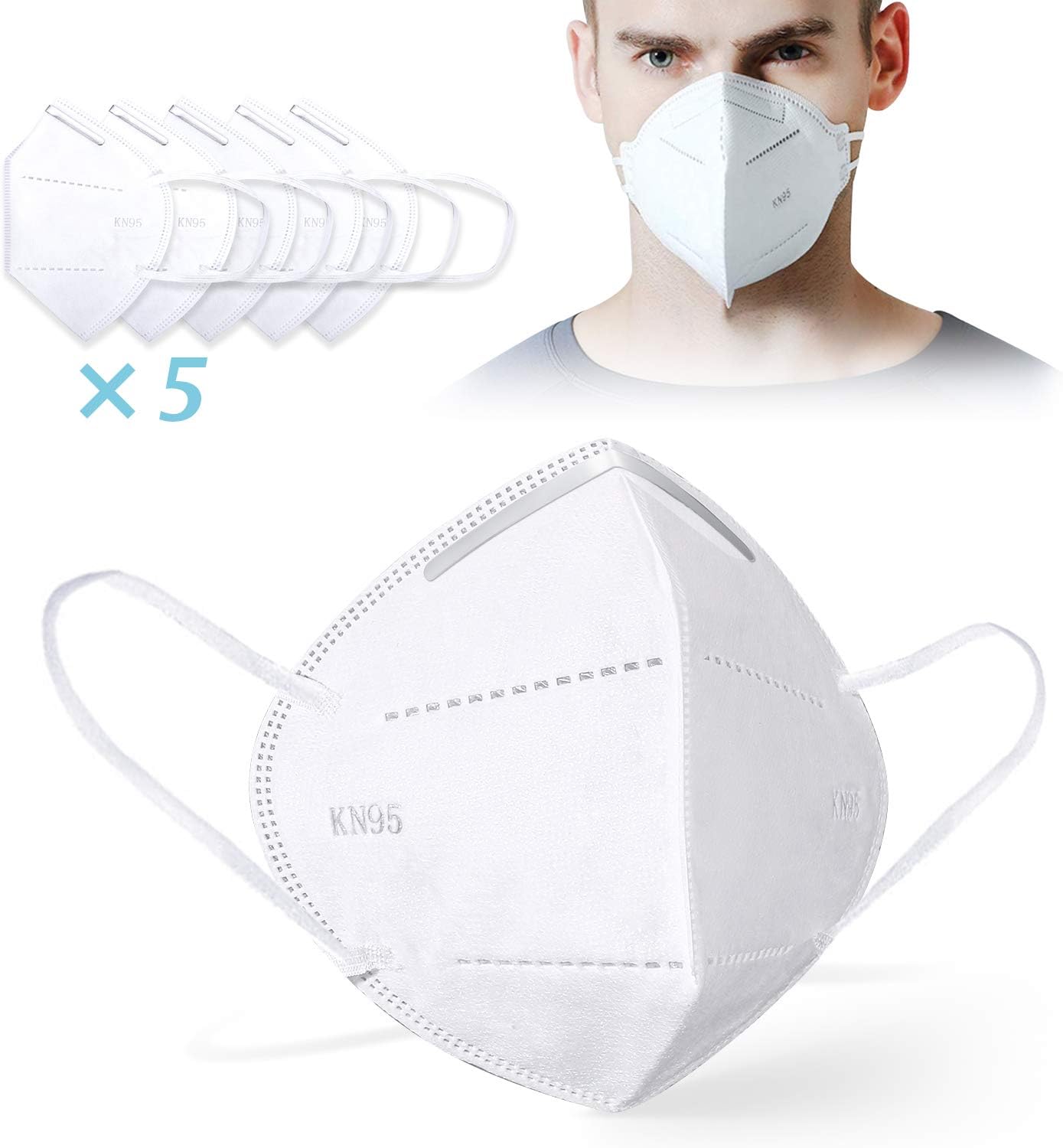FFP2 Mask N95 Mask Breathing Mask with Adjustable Nose Clip