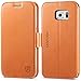 Galaxy S6 Edge Case, S6 Edge Wallet Case, SHIELDON Genuine S6 Edge Leather Case [Flip] Slim Magnetic Protective Case with Card Holder & Stand for Samsung Galaxy S6 Edge - Brown