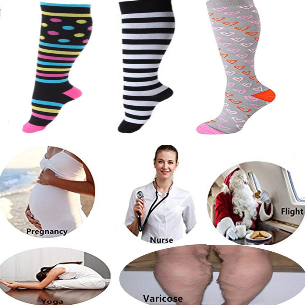 ZFiSt 3 Pairs Medical&Althetic Compression Socks for Women, 20-30 mmHg Nursing Performance Socks for Edema, Diabetic, Varicose Veins,Shin Splints,Running Marathon (Style3, S/M)