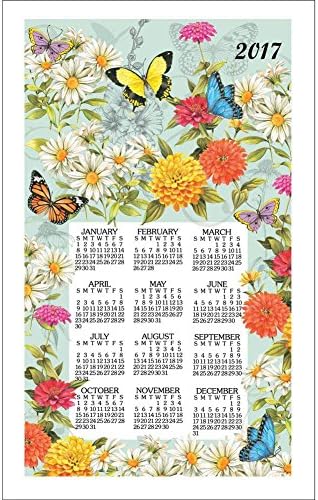 2017 Butterfly Garden Linen Kitchen Towel Calendar