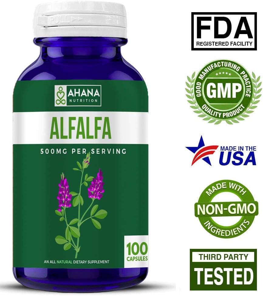 Alfalfa Capsules by Ahana Nutrition Alfalfa Green Superfood