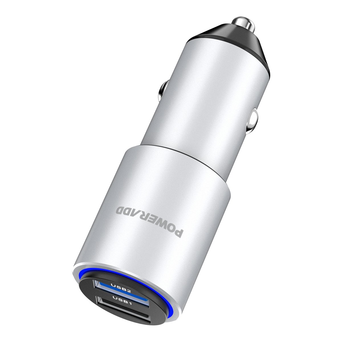 [Qualcomm Quick Charge 3.0] Poweradd Car Charger, 24W/5A 2-Port Smart USB Charger for iPhone X/8/8 Plus, iPad Mini 4, Samsung Galaxy Note and More - Silver