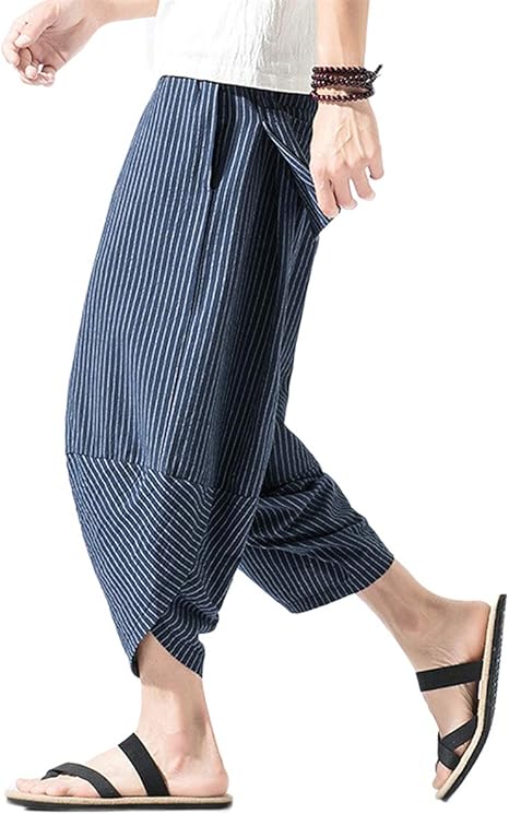 Amazon サルエルパンツ メンズ 夏 ハーフパンツ 7分丈 通気性 綿麻 ファション カジュアル 大きいサイズ ワイドパンツnavy 3xl ショートパンツ 通販