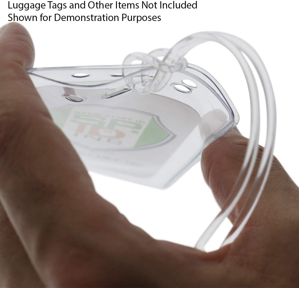 100 Pack - 6 Inch Premium Clear Plastic Luggage Tag Holder/Worm Loops for Bag Tags, by Specialist ID: Office Products