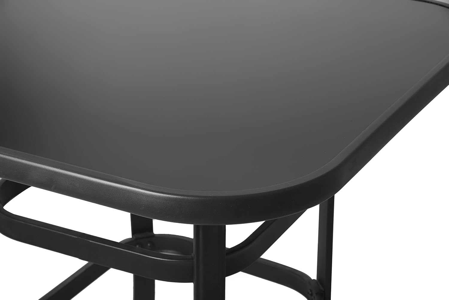 Emerit Patio Bar Tables, Outdoor Bistro Bar Height Table, Metal Frame Tempered Glass Table High Top: Garden & Outdoor