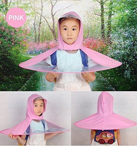 VenusCare Kids Umbrella Hat UFO Portable Headwear Foldable Hands Free Pink (Small)