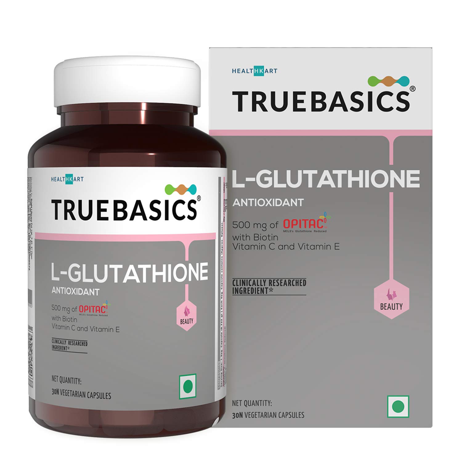 TrueBasics L Glutathione with Biotin, Vitamin C & Vitamin E, For
