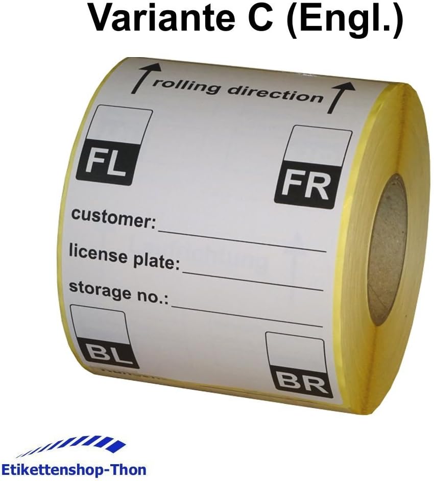 TYRE/Tire Storage Labels Labels Extra Strong Adhesive – 100 x 150 mm Pack of 200 – Model C – Englisch