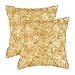 CaliTime Pack of 2 Cushion Covers Throw Pillow Cases Shells for Couch Sofa Home Solid Stereo Roses Floral 20 X 20 Inches Soft Gold