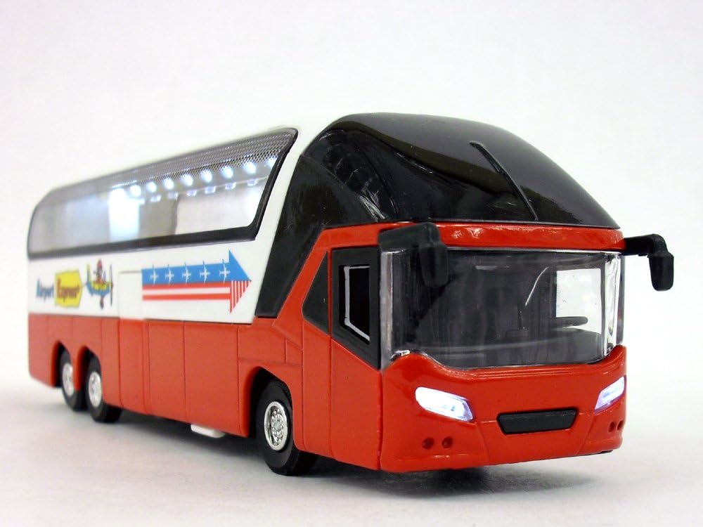Coach Bus 7.75 inch Long Diecast Metal Scale Model - WHITE/RED
