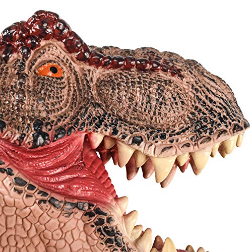 DLseego Dinosaur Hand Puppets Toys Soft Rubber Realistic Spines Dragon Role Play Toy for Kids and Adult-Tyrannosaurus-Brown
