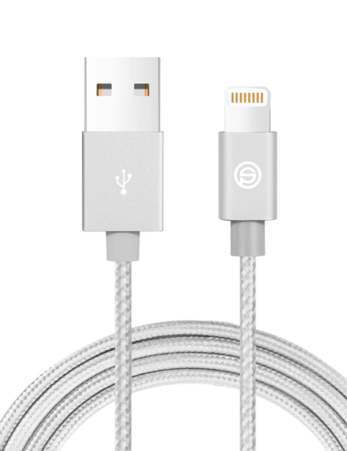 Apple MFi Certified- OPSO Nylon Braided USB Charging Cable/Cord with Lightning Connector for iPhone 7 6s 6 Plus 5s 5,iPad Pro mini iPod 1M / 3.3 ft - Silver