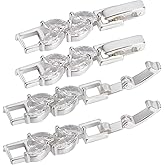 Beebeecraft 1 Box 6Pcs Bracelet Extender Clasp Leaves Shape Cubic Zirconia Silver Fold Over Clasps Watch Band Extension Clasp for Jewelry Making (1.22 inch/31mm)
