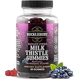 Bucklebury Sugar-Free Milk Thistle Gummies 1000mg with Natural Blueberry Flavor - Vegan, Gluten-Free, Non-GMO Natural Milk Thistle Supplement for Liver Health, Immunity & Antioxidant Support -60 Count