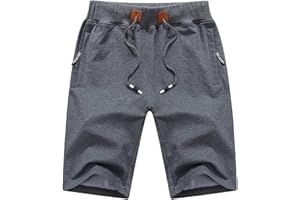 QPNGRP Mens Shorts Casual Drawstring Zipper Pockets Elastic Waist