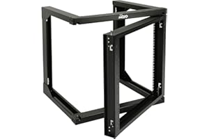 Tecmojo 9U Wall Mount Open Frame Network Rack, Swing Out Hinged Door 18 Inch Depth, Holds Network Servers and AV Equipment, Easy Rear Access to Equipment, Door Opens 180 Degrees from Either Side