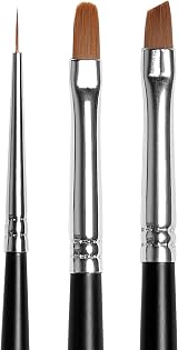 MYLEE Artiste Nail Brush Kit 3pc Gel Nail Art Polish Application Oval Angled view 2