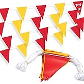 105ft Pennant Banner Flags, 7x10 Red and Yellow 45 Pcs High Visibility Safety Flagging on String, Triangle Pool Flag for Backstroke, Construction Events Party Decoration Parking Marking Outside