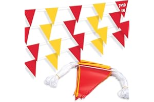 XIFAN Red and Yellow Multicolor Pennant Banner Flags 7''x10'' Waring Safety Rooftop Flagging Barrier - 105FT 45 Flags String