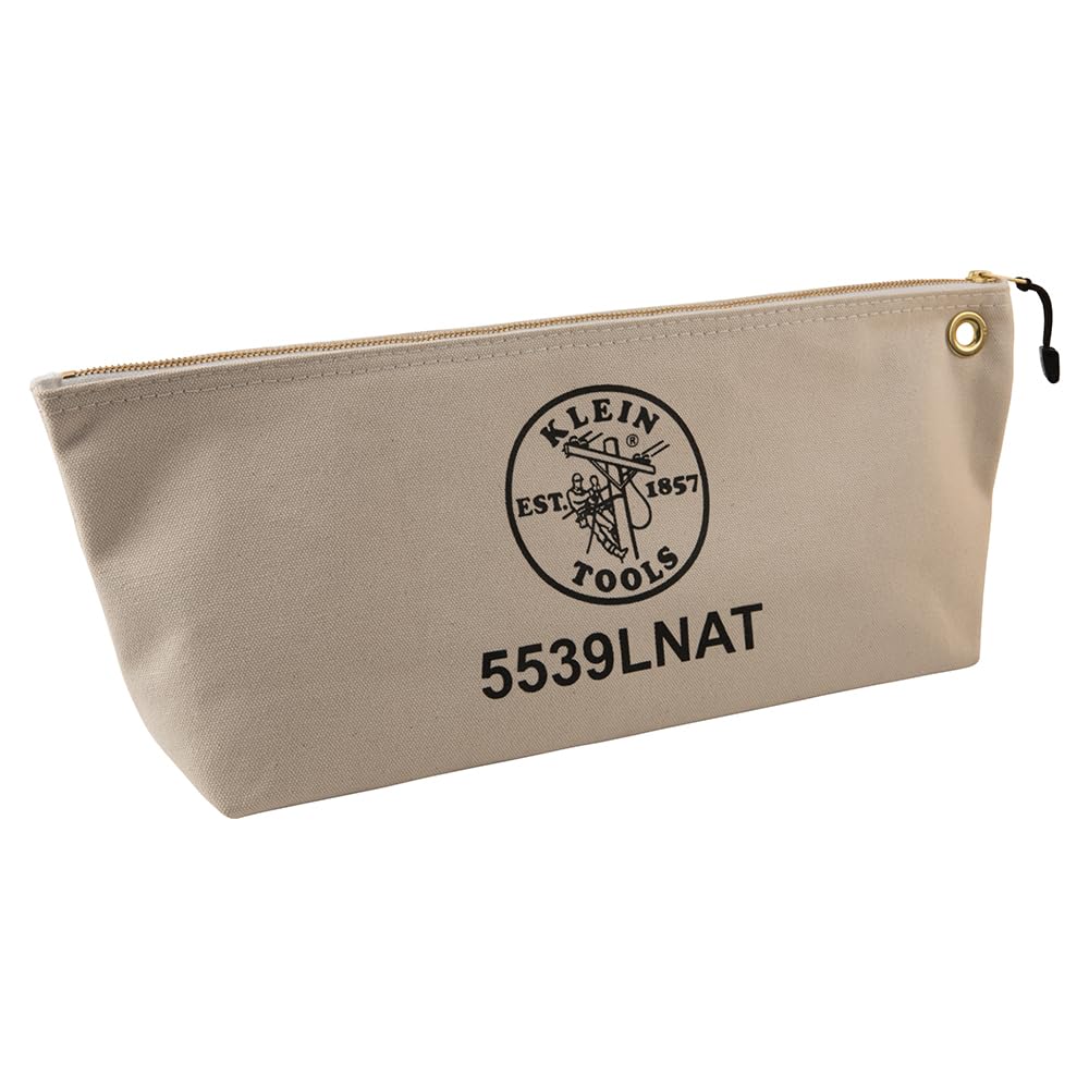Canvas Zipper Pouch, 40.6 cm Tool Bag Storage Organizer, Natural Klein Tools 5539LNAT