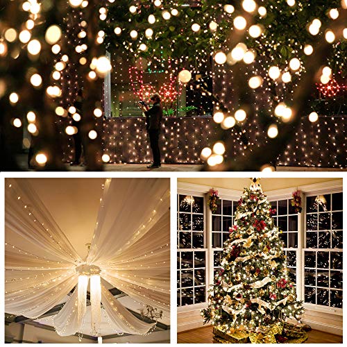 Christmas Dual Color LED String Light, 2 in 1 Cool and Warm White, Timer/Remote/Dimmable/9 Modes, Plug in , 66ft 200 LED, Indoor Outdoor Decorative Fairy Light for Bedroom, Patio, Party and More