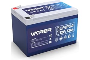 VATRER POWER 12.8V 12AH LiFePO4 Battery Deep Cycle Lithium Battery, Built-in 12A BMS, 5000+ Cycles Rechargeable Battery Perfect for Solar Power System, Fish Finder, UPS