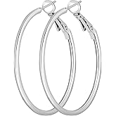 Light Weight Hoop Earrings Hypoallergenic 3 Pairs Sterling Silver Stainless Steel for Women Girls