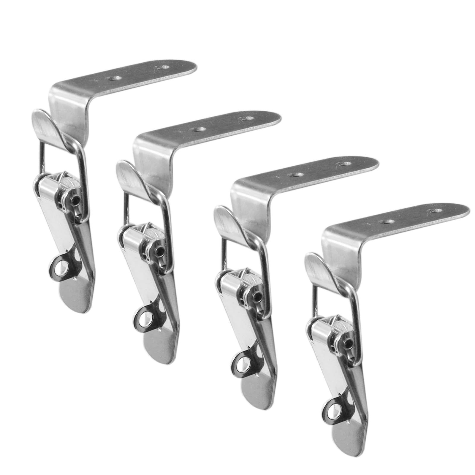 Tension Lock Box Closure, 90 Degree Clutch Bow Hook Closure, Used for Barrel Buckle Closures, Casing and Cabinet Doors (Pack of 4 with Locking Clip)