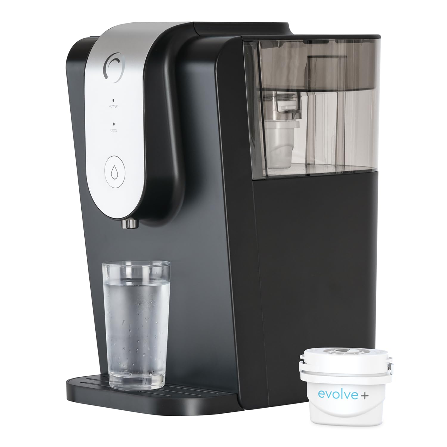 Aqua Optima Lumi Chilled Filtered Water Dispenser - Reduces Limescale, Microplastics, Chlorine & Lead with the Evolve+ Water Filter Cartridge - Countertop 8.2L Cooler for Home & Office