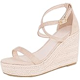 QDEGUY Platform High Heels Medium Width Comfortable Wedge Sandals for Women Dressy Espadrilles Wedding Summer