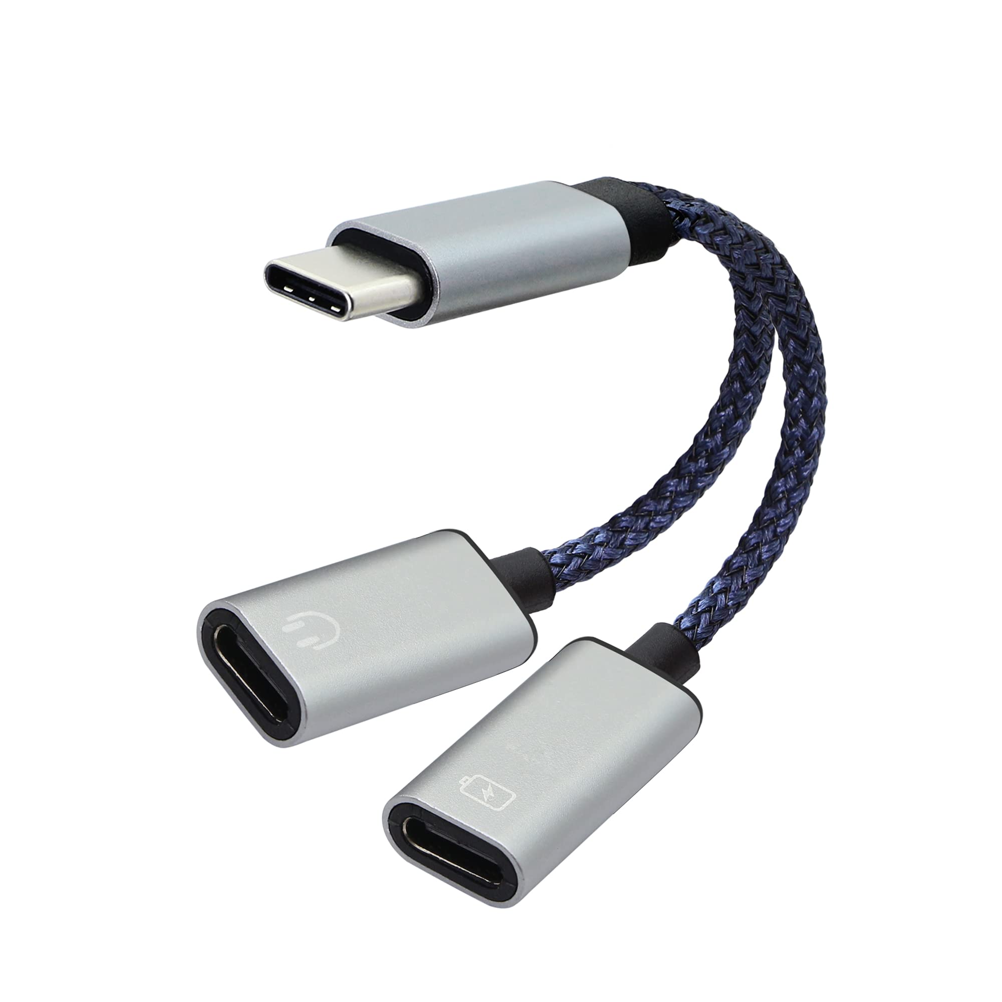 RIIEYOCA USB C Splitter, Dual Type C Splitter Adapter, Call, Wire control, play music, for USB C Interface