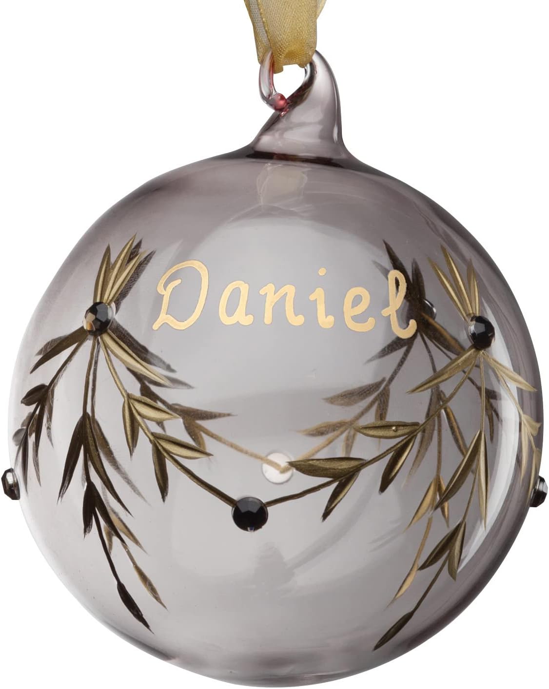 Ornaments - Personalized Planet Glass Birthstone Christmas Ball Ornament with Custome Name Hand Painted | April - Gray Diamond