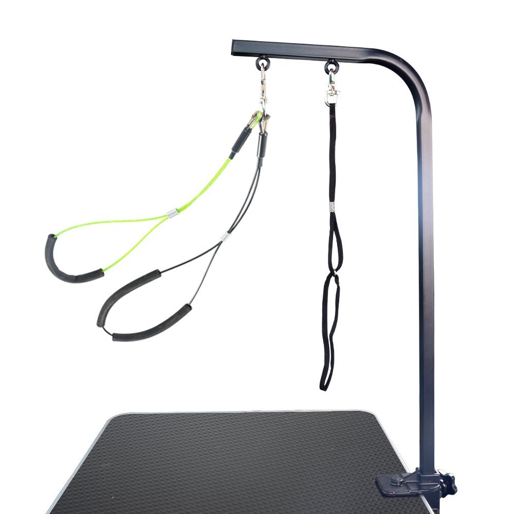 Gravitis Pet Supplies Adjustable 36” Grooming Arm with Clamp and Dog Grooming Loop + FREE Small/Medium Haunch Holder – Suitable for use with Dog Grooming Table (Black)