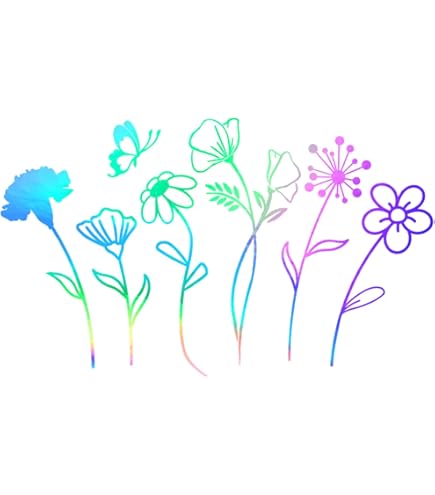 White Wildflowers Car Decal – 6.1x5 Inch Boho Window Sticker, Vinyl For Cars, Laptops, Water Bottles