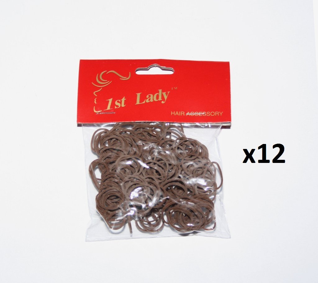 1st Lady - Rubber Hair Bands Color Brown - 3000pc (1 Dozen) #570