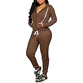 CLOCOR Track Suits for Women Set - Casual 2 Piece Outfits Sweatsuit Pocket Hoodies Long Sleeve with Patchwork Pants Set